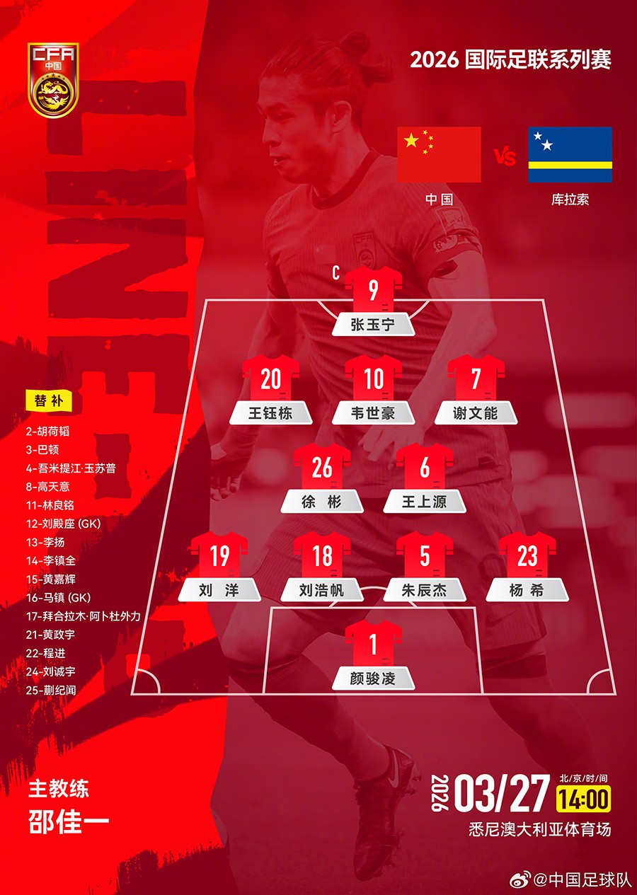 中国男足热身赛两球完胜库拉索 益阳伢子徐彬上演国脚首秀